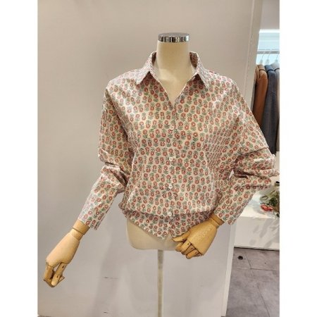 꽃 프린트 카라 셔츠