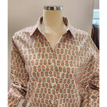 꽃 프린트 카라 셔츠