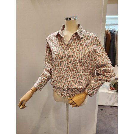 꽃 프린트 카라 셔츠