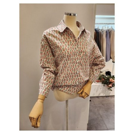 꽃 프린트 카라 셔츠