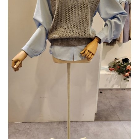 꽈배기 니트조끼 셔츠 세트