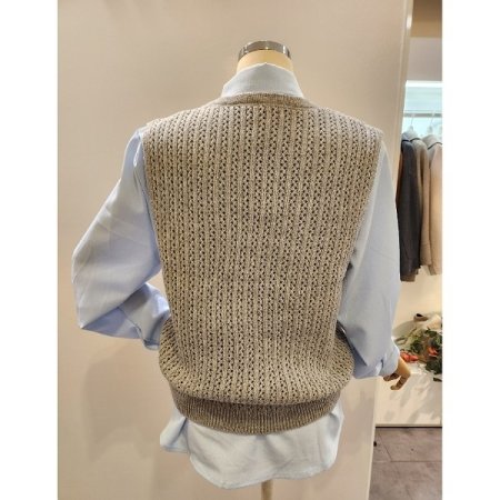 꽈배기 니트조끼 셔츠 세트