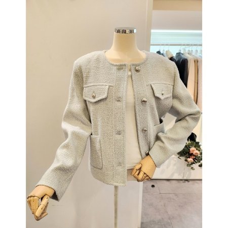 양포켓 트위드 자켓