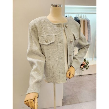 양포켓 트위드 자켓