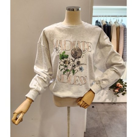 민들레 프린팅 맨투맨 티셔츠