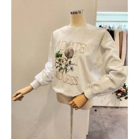 민들레 프린팅 맨투맨 티셔츠