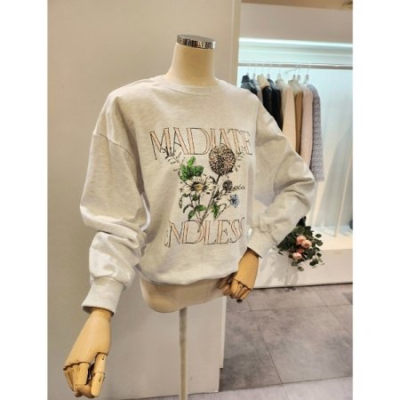 민들레 프린팅 맨투맨 티셔츠