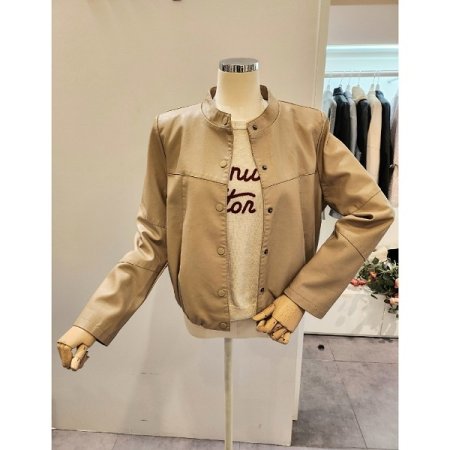노카라 버튼 레자 자켓