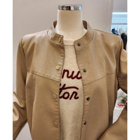노카라 버튼 레자 자켓