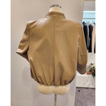 노카라 버튼 레자 자켓