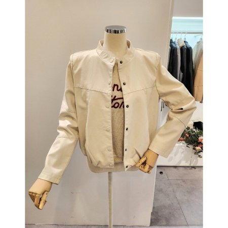 노카라 버튼 레자 자켓