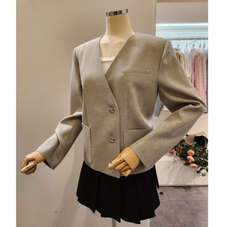 양포켓 베이직 브이넥 자켓