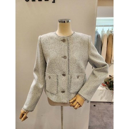 태슬 양포켓 트위드 자켓