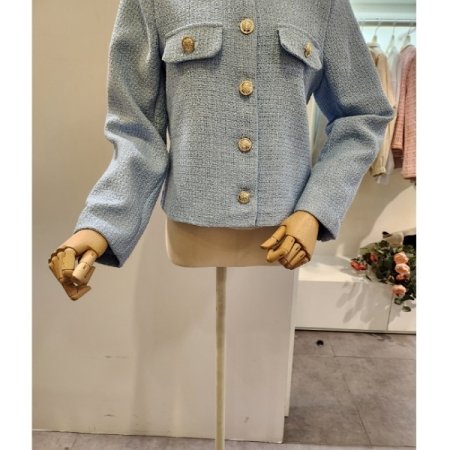 금장 단추 트위드 자켓
