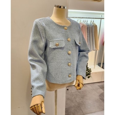 금장 단추 트위드 자켓