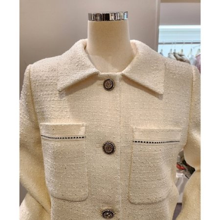 양포켓 카라 트위드 자켓