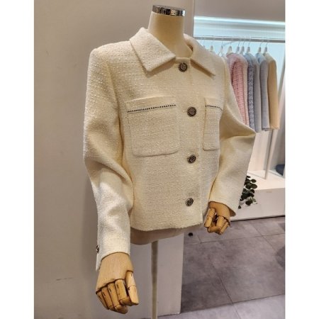 양포켓 카라 트위드 자켓