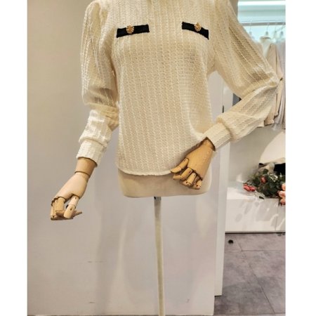 어깨 퍼프 소프트 블라우스