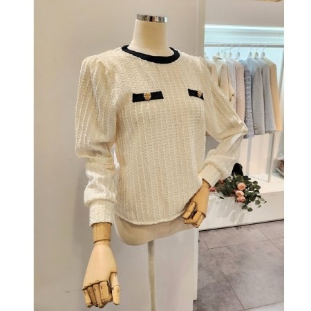 어깨 퍼프 소프트 블라우스