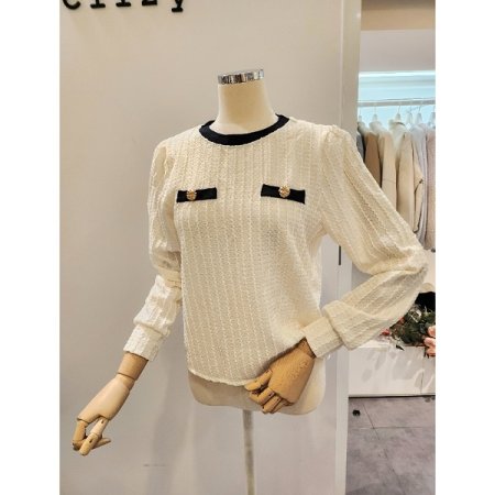 어깨 퍼프 소프트 블라우스