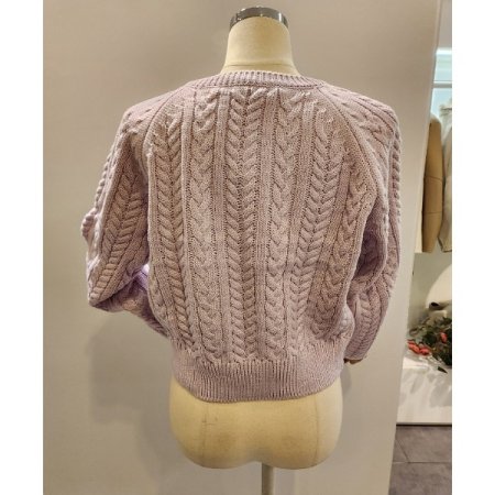 브이넥 꽈배기 숏 니트