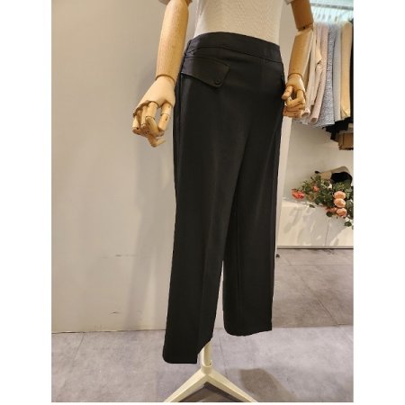 뒷밴딩 단추 와이드 슬랙스