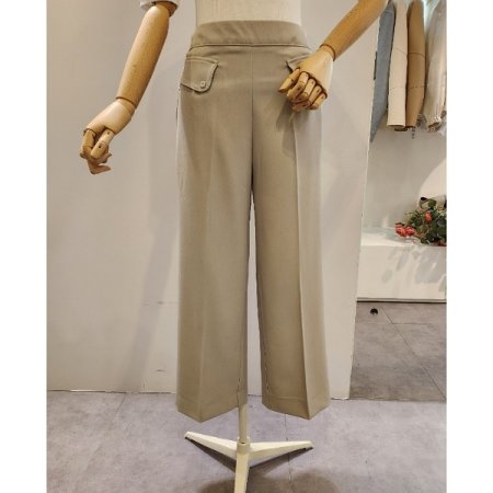 뒷밴딩 단추 와이드 슬랙스