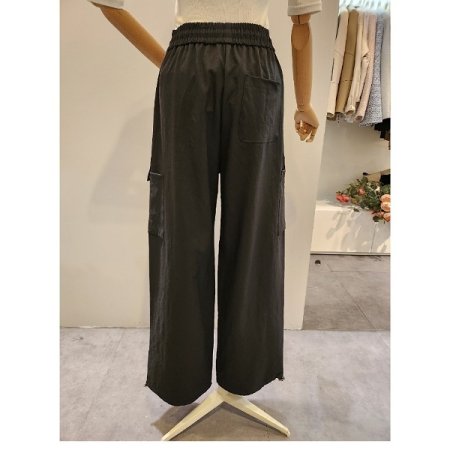 허리 밴딩 카고 와이드 팬츠