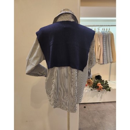 줄지 셔츠 어깨 숄 세트