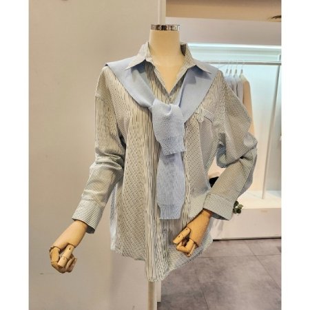 루즈핏 셔츠 니트숄 세트