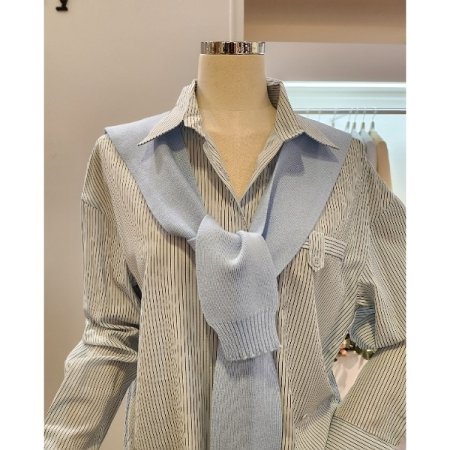 루즈핏 셔츠 니트숄 세트