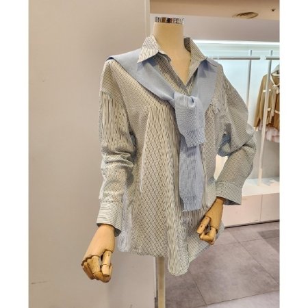 루즈핏 셔츠 니트숄 세트