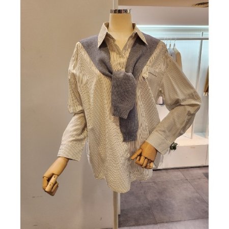 루즈핏 셔츠 니트숄 세트