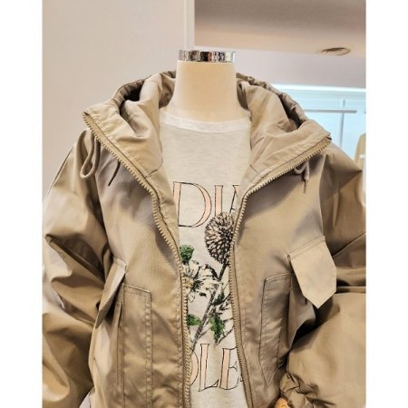 후드넥 포켓 루즈핏 숏 점퍼