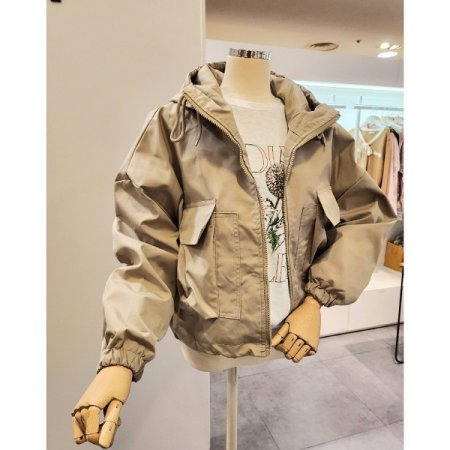 후드넥 포켓 루즈핏 숏 점퍼