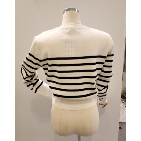 스트라이프 라운드넥 가디건