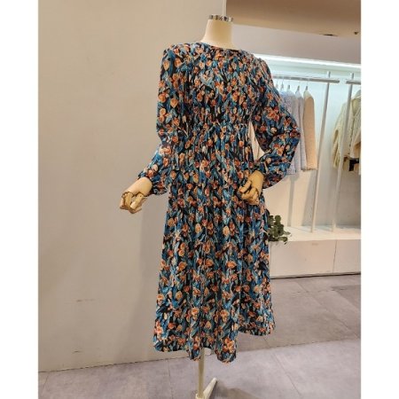 플라워 프린트 셔링 원피스