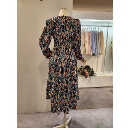 플라워 프린트 셔링 원피스