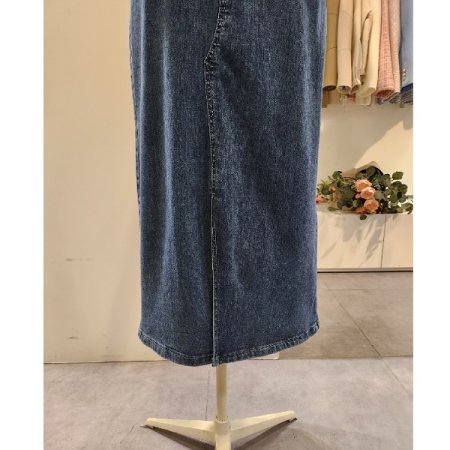 뒷 밴딩 롱 데님 스커트