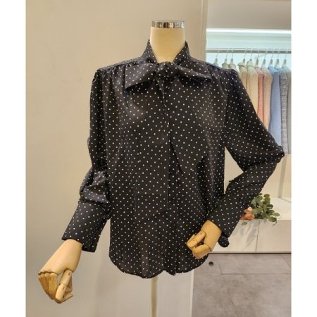 도트 리본 블라우스