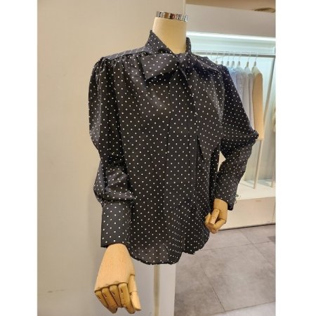 도트 리본 블라우스