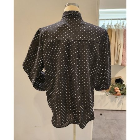 도트 리본 블라우스