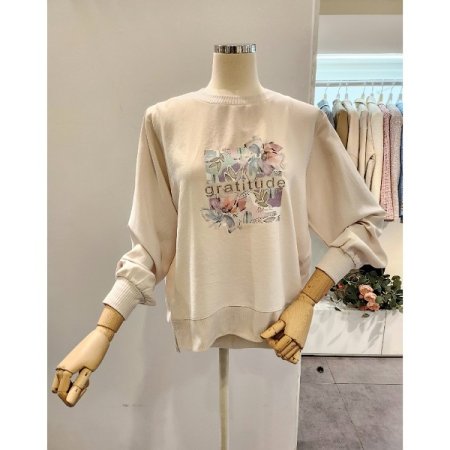 밑단배색 플라워 티셔츠