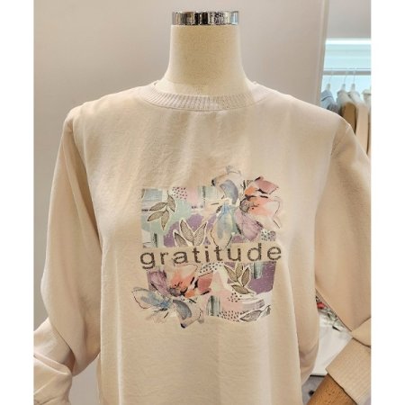 밑단배색 플라워 티셔츠