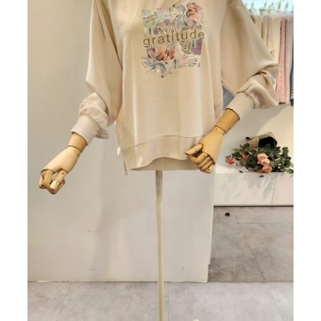 밑단배색 플라워 티셔츠