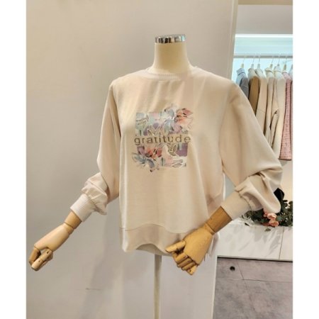 밑단배색 플라워 티셔츠