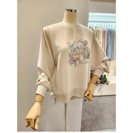 밑단배색 플라워 티셔츠