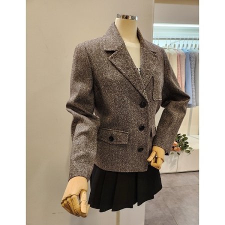 쓰리버튼 헤링본 자켓