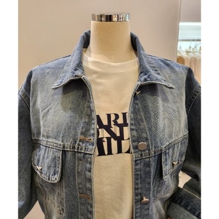 워싱 숏 데님 자켓