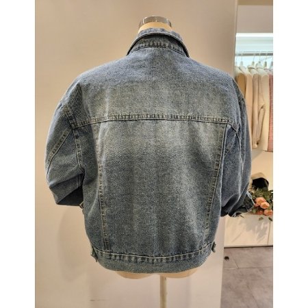 워싱 숏 데님 자켓